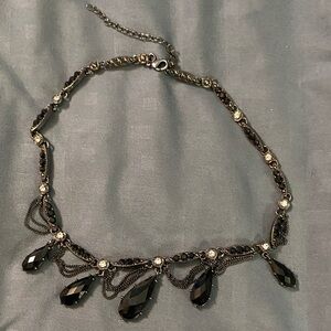 Black Teardrop Crystal Statement Necklace - Women Jewelry